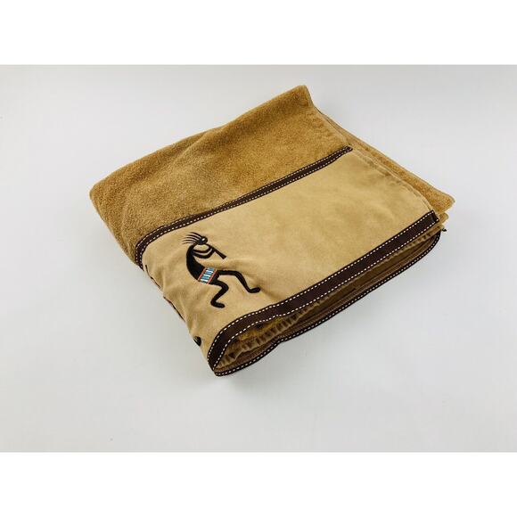 Avanti Kokopelli Bath Body Towel Gold Nutmeg Blue Orange Velour Style Fabric Bot - Picture 7 of 11